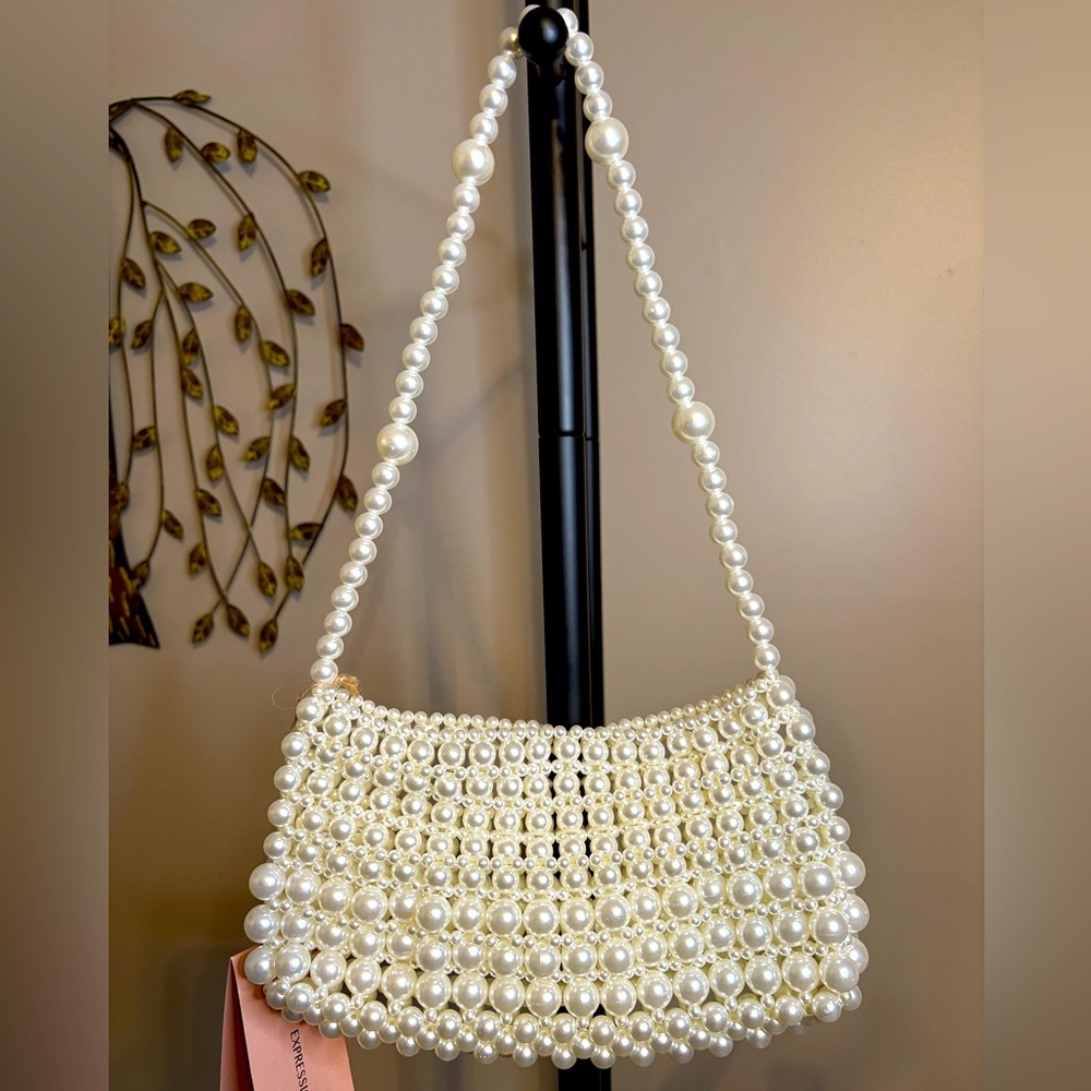 Faux Pearl Beaded Handbag